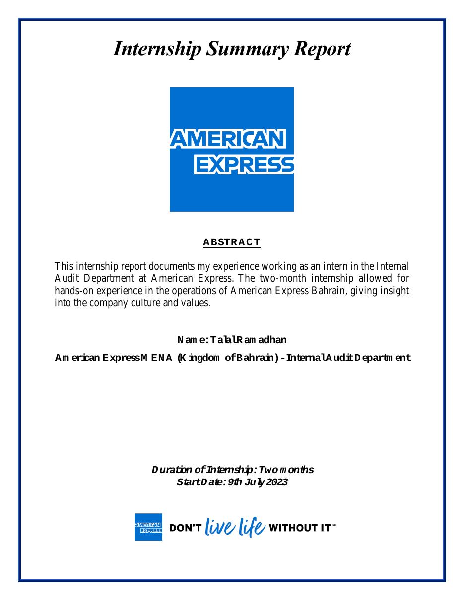 Internship Summary Report