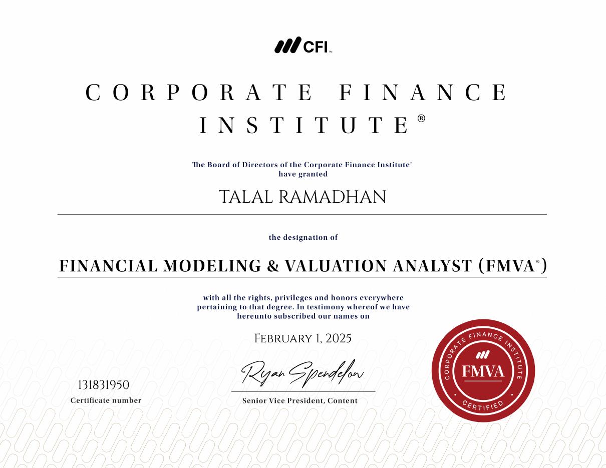 Financial Modeling & Valuation Analyst (FMVA®)