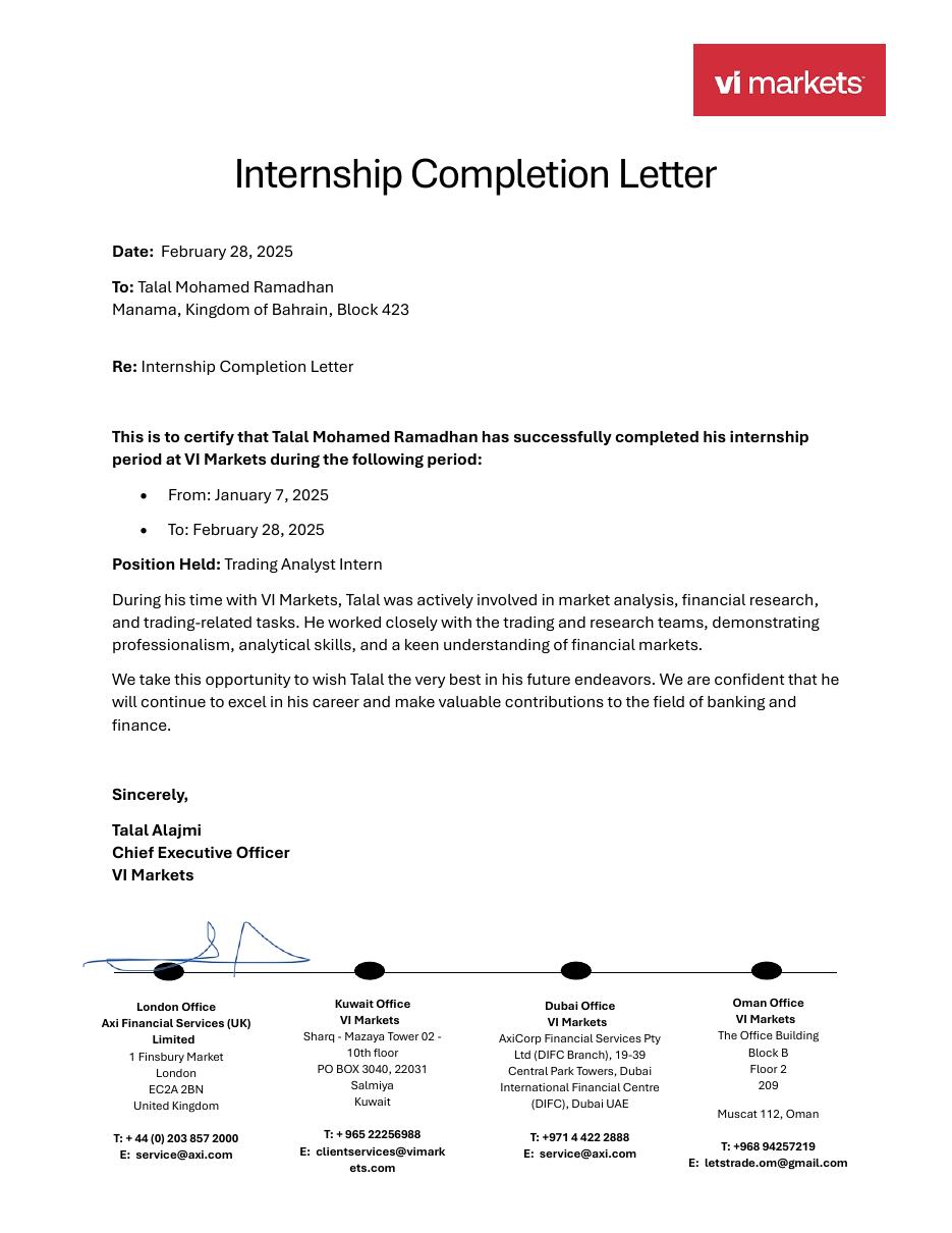 Completion Letter